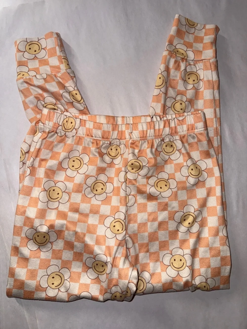Cozys flower checker print girls pajama long sleeve pants set size 4t